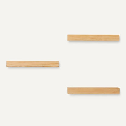 Amazon Basics Wood Floating Wall Shelves, 3-Pack, Pine, 15.8" x 5" x 1.8", Natural Wood Finish
