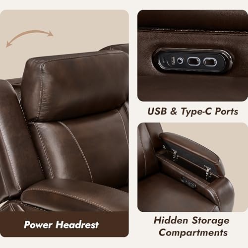 Watson & Whitely Zero Gravity Power Reclining Sofa with Console, Brown