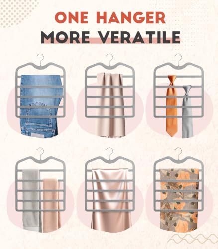 Pants Hangers Space Saving,3 Pack 5 Tier Velvet Short Neck Pants Hangers