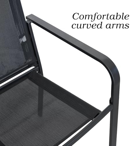 Anmutig 5-Piece Outdoor Dining Set, 37" Square Patio Table 4 Chairs, Black