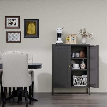 COFaR 31.5"H Metal Bathroom Storage Cabinet, Small Organizer Cabinet, Black