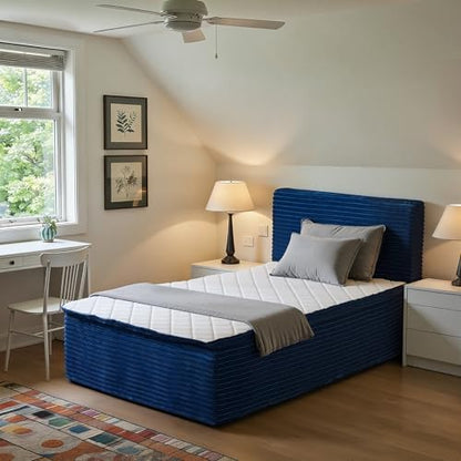 Twin Boneless Bed, Frame & Headboard & Mattress Set, Blue