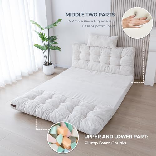 MAXYOYO Folding Sofa Bed, Convertible Chair Couch, Tufted Bean Bag Sofa