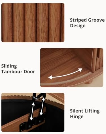 Round Lift Top Coffee Table with Storage for Living Room, Walnut