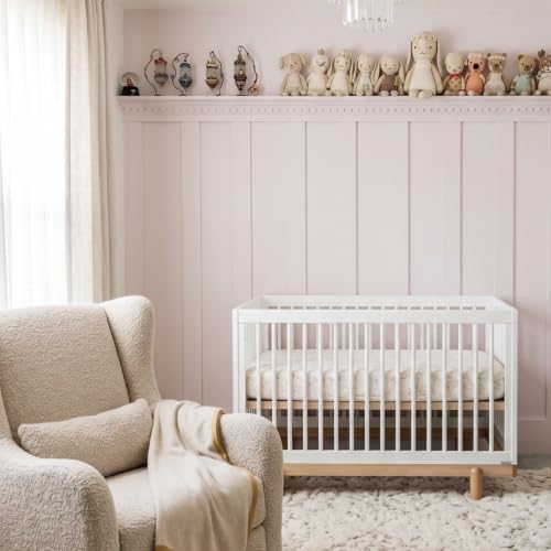 dadada Bliss Solid Wood 4-in-1 Convertible Baby Crib, White/Natural