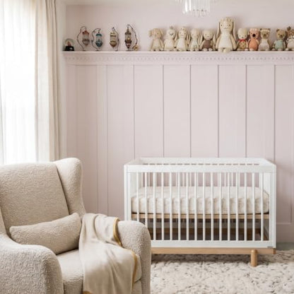 dadada Bliss Solid Wood 4-in-1 Convertible Baby Crib, White/Natural