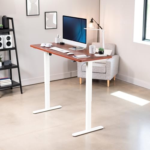 VIVO Electric Standing Desk, Smooth 3-Piece 60" x 24" Dark Walnut Top