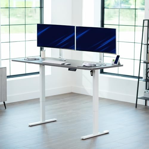 VIVO Electric Standing Desk, Smooth 3-Piece 71" x 30" Dark Gray Top