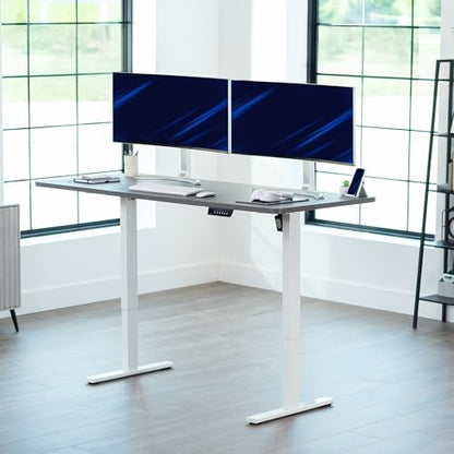 VIVO Electric Standing Desk, Smooth 3-Piece 71" x 30" Dark Gray Top