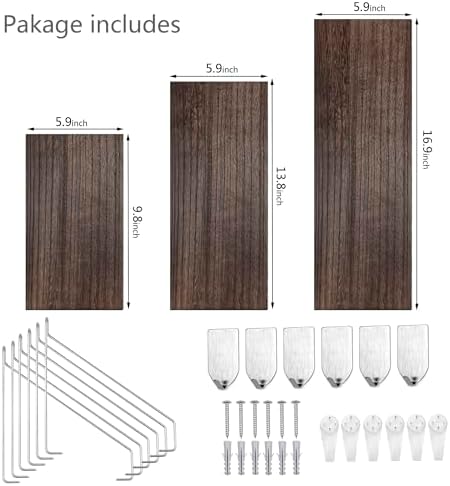 Floating Wall Shelves, Rustic Wood Wall Mounted Shelf Set of 3