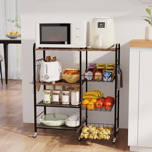 HapiRm Rolling Kitchen Microwave Cart - 4 Tier Kitchen Island on Wheels