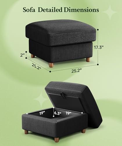 Welzona 25.2" Couches for Living Room Ottoman, Storage Ottoman, Foot Rest