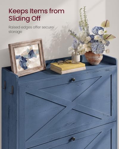 VASAGLE Narrow Shoe Storage Cabinet Organizer with 2 Flip Drawers