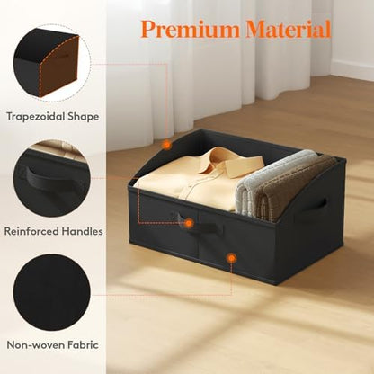 Lifewit Trapezoid Closet Storage Bin for Shelf, 6 Packs 19L, Black