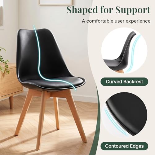 Dining Chairs Set of 4, PU Leather Padded Seat for Living Room