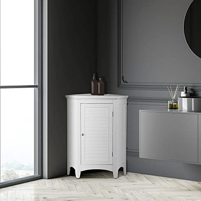 Teamson Home Glancy Corner Freestanding Floor Cabinet, White
