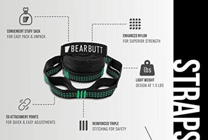 Bear Butt Kodiak Hammock Straps for Trees - 20 Feet Long, 40 Combined Loops - Holds 1000 Pounds - Camping Accessories With Carabiner