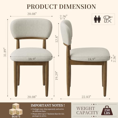 MALOL Upholstered Dining Chairs Set of 6, Walnut Dining Chairs, Beige