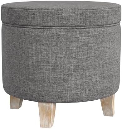 HomePop 19" Round Storage Ottoman - Gray Woven