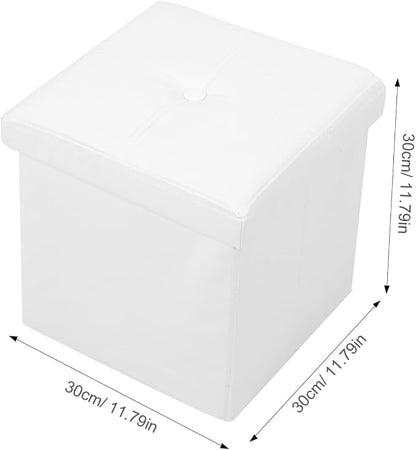 Zerodeko Ottoman Storage Box, Beige, Linen Fabric, Foldable, Portable, Footrest, Storage Basket, Small Stool, Lightweight, Convenient for Travel, Outdoor Activities