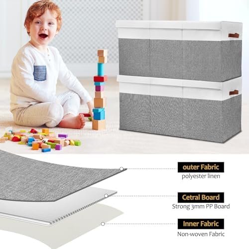 Extra Large Toy Storage Box with Lid,Toy Chest Bin Basket with Dividers