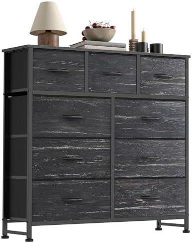 Sweetcrispy 9 Drawer Fabric Dresser Storage Tower Drawer Organizer