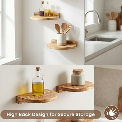 Round Small Floating Shelf,Small Wall Shelves,Mini Speaker Shelf Wood