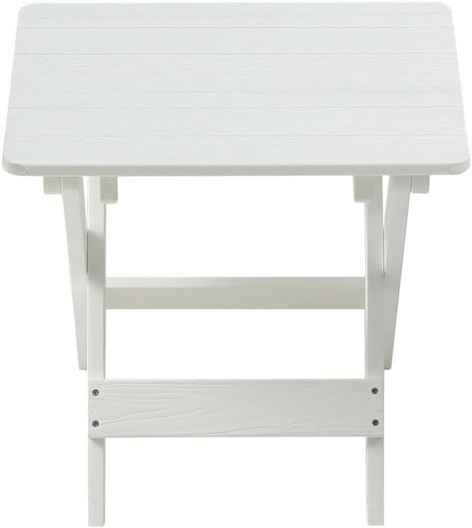 Outdoor Bistro Set Foldable Small Table and Chair Set,with 2 Chairs and Rectangular Table (White + HDPE)