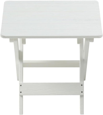 Outdoor Bistro Set Foldable Small Table and Chair Set,with 2 Chairs and Rectangular Table (White + HDPE)