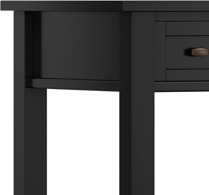 SIMPLIHOME Warm Shaker Desk - 48 inch Wide Solid Wood Writing Desk in Black, Transitional Home Office Computer Desk for Living Room with Keyboard Tray, 2 Drawers and Storage