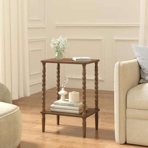 TUTOTAK Small End Table with Solid Wood Legs, Side Table Set of 2