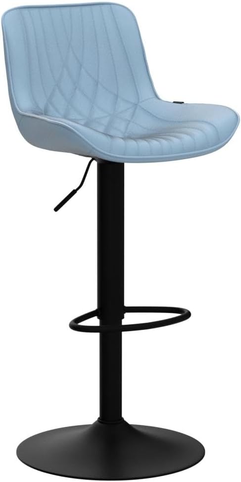 YOUTASTE Blue Bar Stools Set of 2 Adjustable Swivel Modern Barstools Luxury Upholstered Faux Leather Bar Stool Counter Height Metal Chairs with Back for Home Kitchen Island