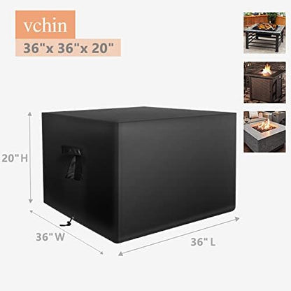 Fire Pit Cover Square, Fits 32-36 Inch Fire Pit Table.600D Heavy Duty Waterproof FirePit Cover.Gas Firepit Cover with Drawstring and Handles, Fade Resistant Material, All Weather