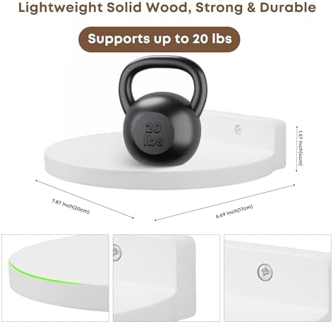 Round Small Floating Shelf,Small Wall Shelves,Mini Speaker Shelf Wood
