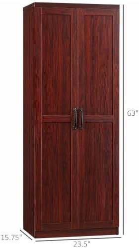 HOMCOM 63" Kitchen Pantry Cabinet with Doors and Adjustable Shelves, Coffee