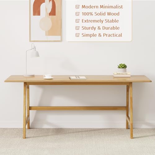 IOTXY Solid Wood Writing Table - 48" W Minimalist PC Computer Desk, Oak