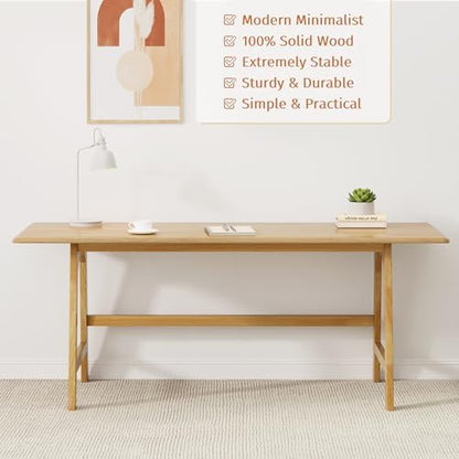 IOTXY Solid Wood Writing Table - 48" W Minimalist PC Computer Desk, Oak