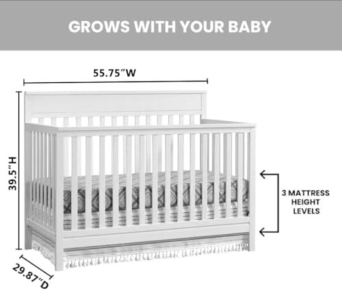 Oxford Baby Castle Hill 4-in-1 Convertible Baby Crib, Barn White, GreenGuard Gold Certified