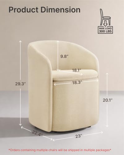 KISLOT Upholstered Dining Chairs Set of 1, Storage Kitchen Chair, Sand