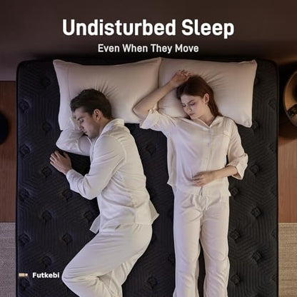 Full Mattress 14 Inch, Medium Firm Hybrid Mattress in a Box with Memory Foam & Pocket Coils, Cooling Breathable Cover, Low Motion Transfer, Reinforced Edge Support, Dark Gray