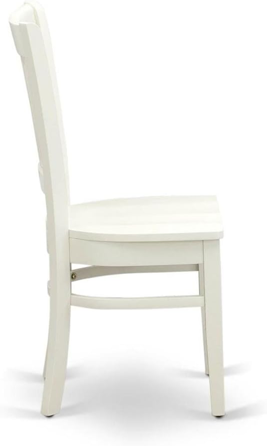 East West Furniture VAC-LWH-W Vancouver Dining Chairs - Slat Back Wood Seat Kitchen Chairs, Set of 2, Linen White