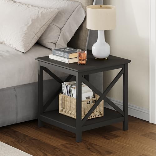 ChooChoo End Table, 24 Inch End Table with 2-Tier Storage Shelf