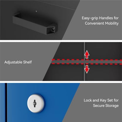 COFaR Blue & Black Mobile Workshop Storage Cabinet, Lockable Metal