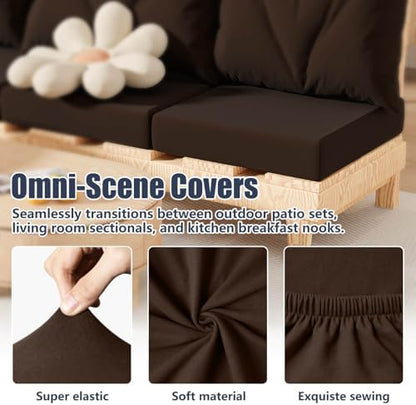 8Pcs Outdoor Cushion Covers, Stretch Patio Furniture Couch Chair Slipcovers