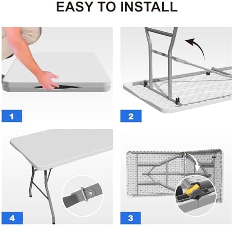 8 FT Folding Tables for Camping Party Picnic, School, Dinning, White