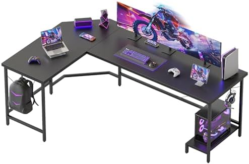 Mericonia 67 inch L Shaped Desk with CPU Stand, Large Corner Gaming Desk