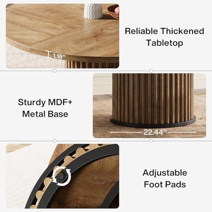Tribesigns 47.24" Brown Round Dining Table for 4-6 People