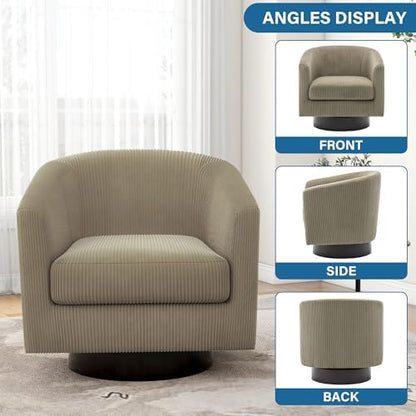 Swivel Barrel Chair, Corduroy Accent Chair, Camel