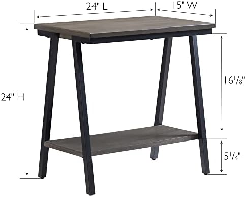 Leick Home Empiria End Table, 15", Smoke Gray, Matte Black