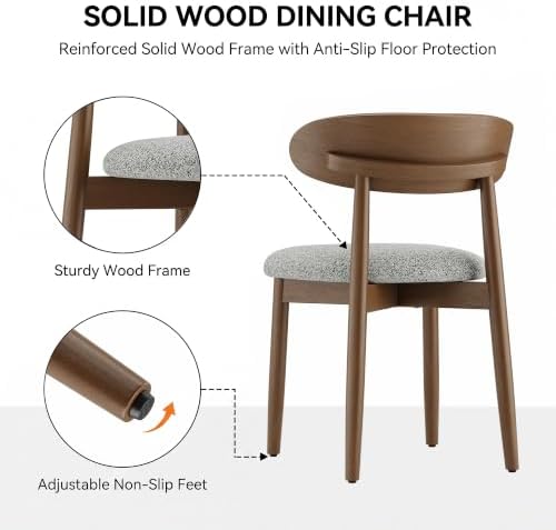 Wooden Dining Chairs set of 4, Farmhouse Dinner Chairs with Curved Back